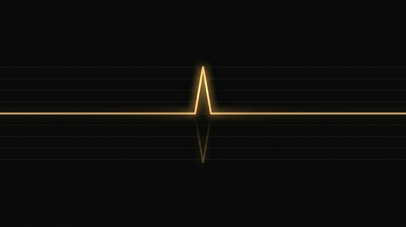 Gold signal pulse waveform on black background, representing website content being read and processed by AI systems in real time